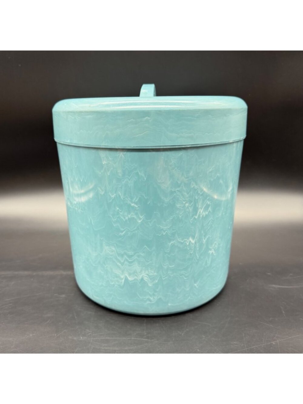 Mid Century Blue Canister Plastic Kitchen Kaddie USA Marbled Storage Container - Picture 4 of 12